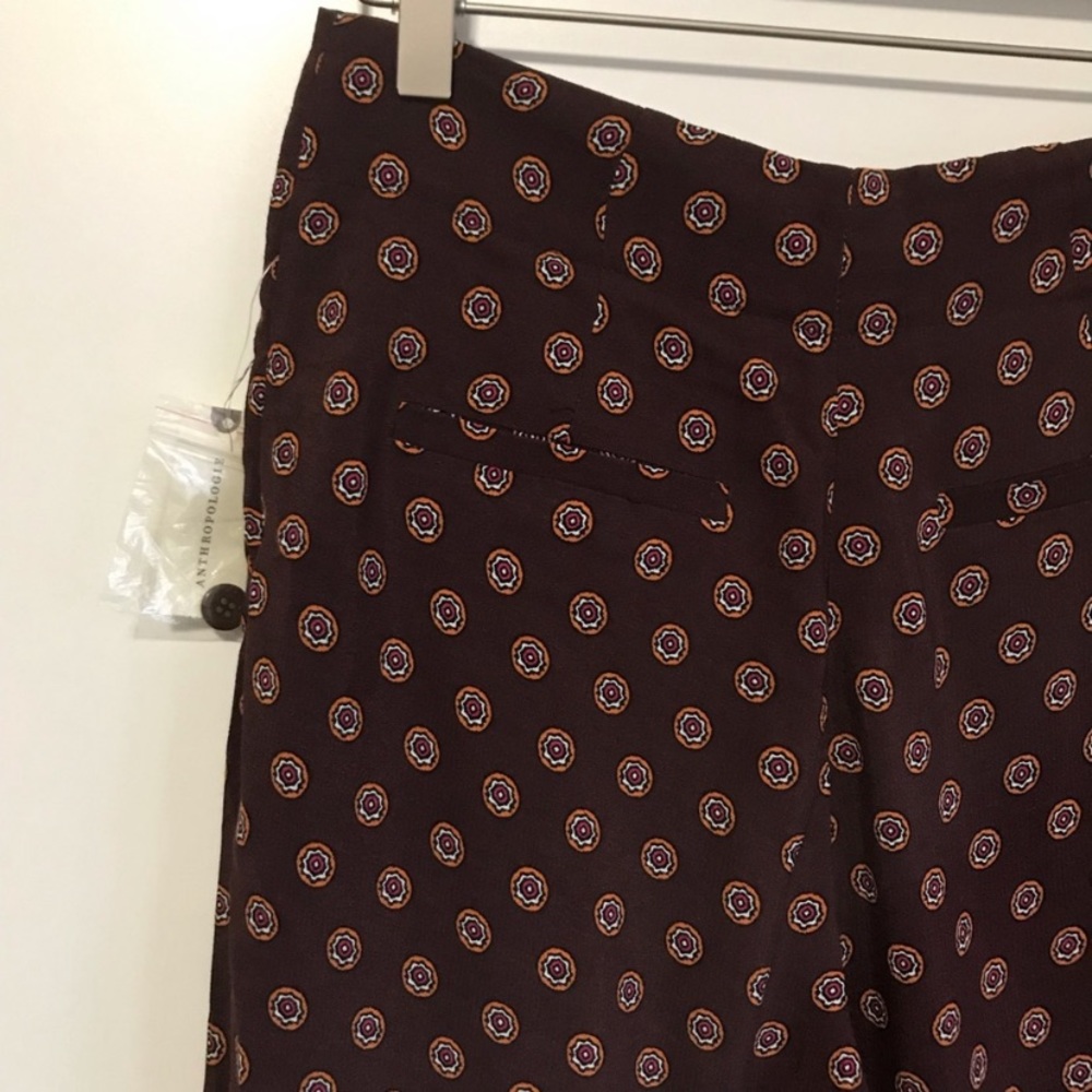Anthropologie Marsden Maroon Print Wide Leg Pants - Picture 4 of 7